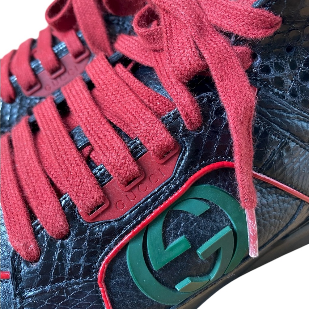 Gucci Snake Skin Cobra Coda Hightop Double GG Red Bottom Sneakers Unisex 6.5/8 - Picture 8 of 13